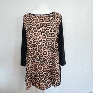By Chico's Cheetah Print Tunic Blouse Size 3